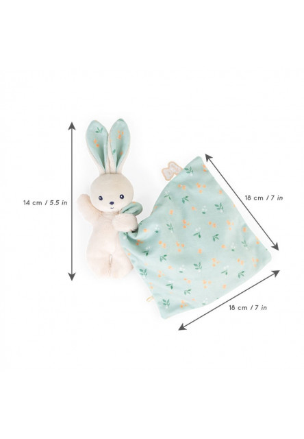 Carre Douceur Plyšová hračka s látkovým mojkáčikom Zajačik mint