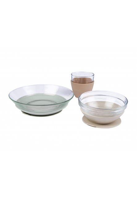 Jedálenská sada sklenená s prísavkami Natural