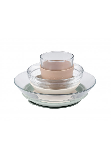 Jedálenská sada sklenená s prísavkami Natural
