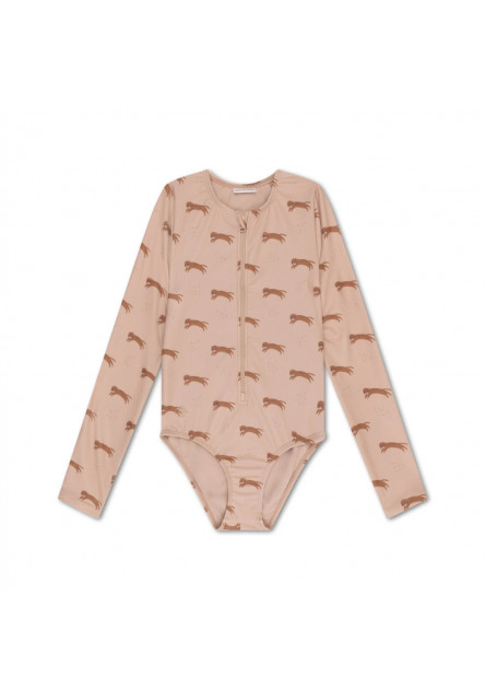 Plavky s dlhým rukávom s UPF 50+ Brown Leopard