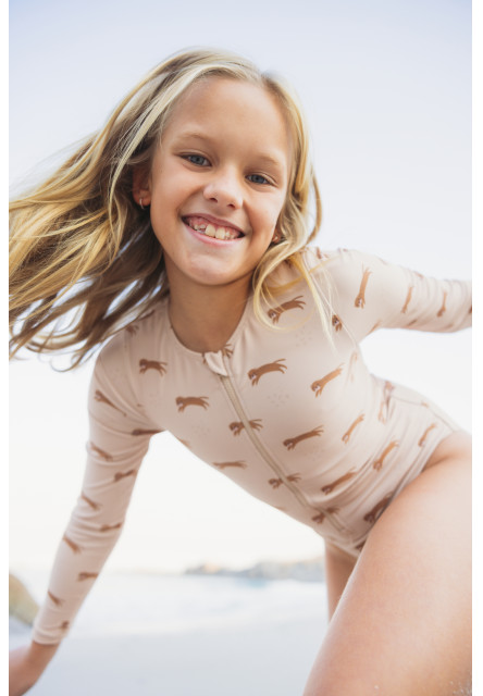 Plavky s dlhým rukávom s UPF 50+ Brown Leopard