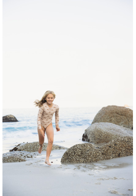 Plavky s dlhým rukávom s UPF 50+ Brown Leopard