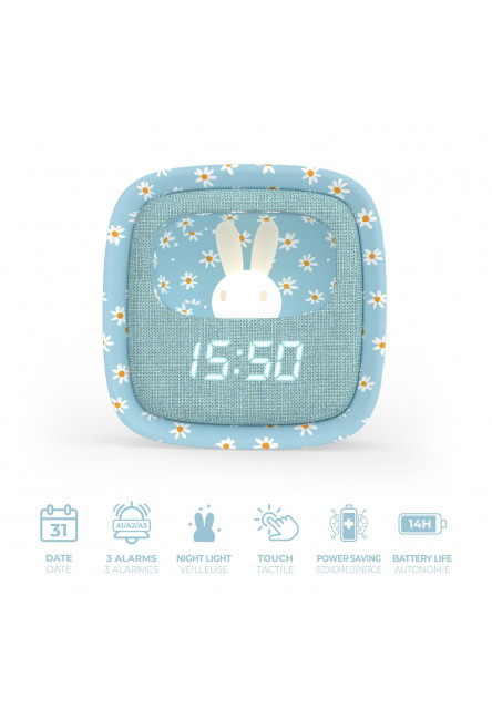 Budík a nočné svetlo MOB Billy Clock And Light - Blue Flower