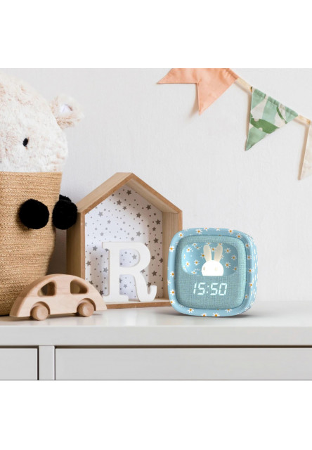 Budík a nočné svetlo MOB Billy Clock And Light - Blue Flower