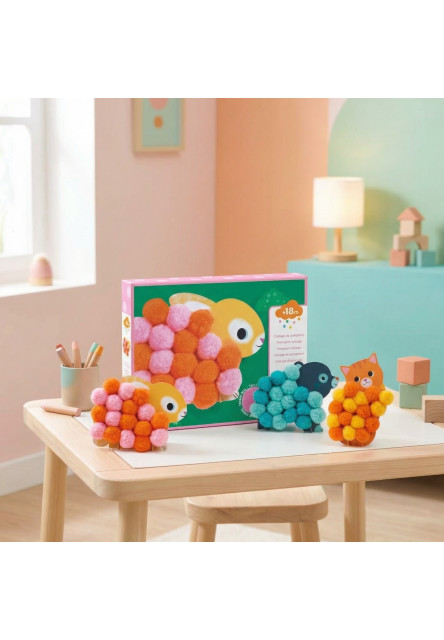 Koláže z brmbolcov Bodkované zvieratká