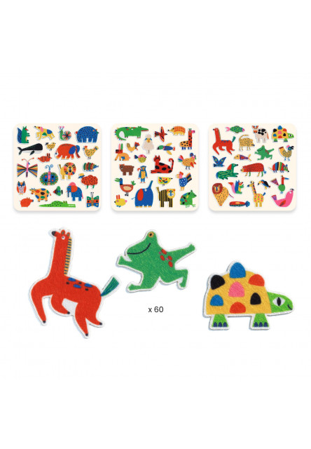 Plstené samolepky Zvieratká 60 ks
