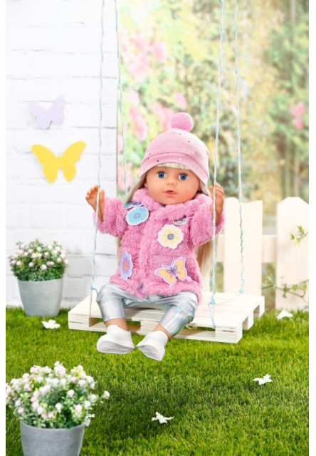 BABY born Súprava s ružovým kožúškom, 43 cm