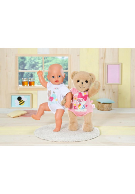 Medvedík BABY born, biele oblečenie