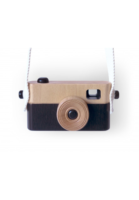 Detský drevený fotoaparát PixFox čierny