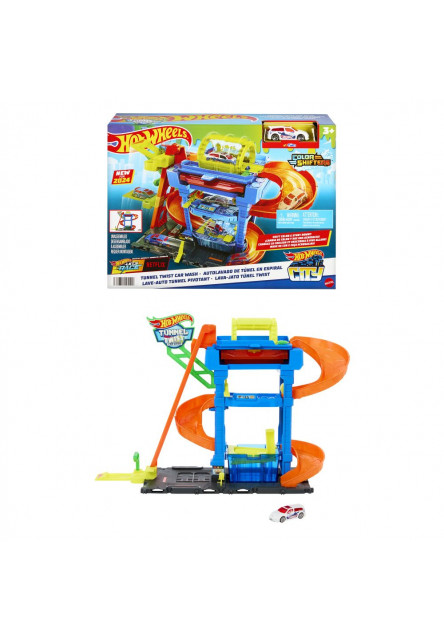 Hot Wheels City color shifters autoumyváreň s otočným tunelom  