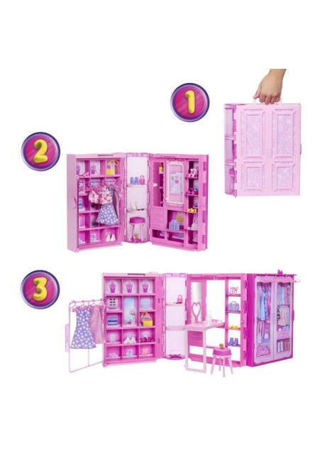 Barbie šatník snov v pastelových farbách s bábikou