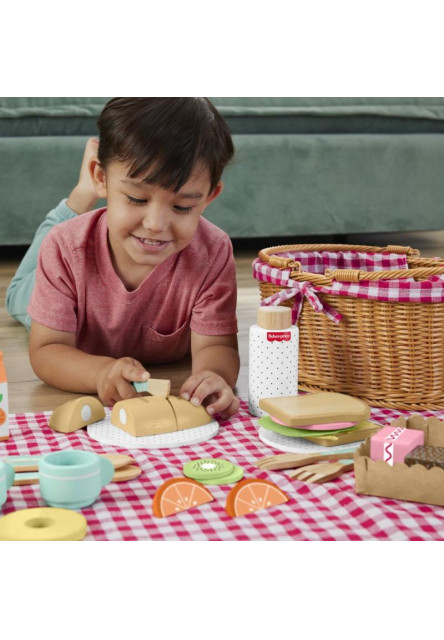 Fisher Price PIKNIKOVÝ KÔŠ S DREVENÝMI DOBROTAMI