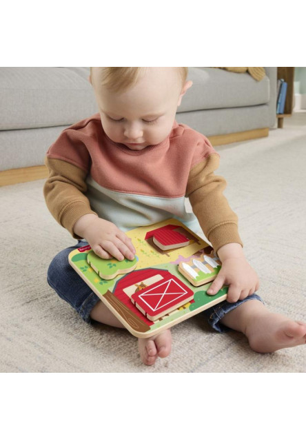 Fisher Price drevená hra na schovávačku zvieratka 