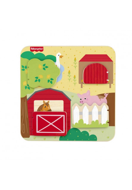 Fisher Price drevená hra na schovávačku zvieratka 