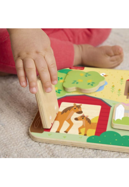 Fisher Price drevená hra na schovávačku zvieratka 