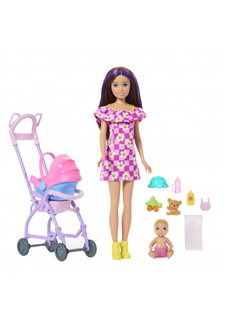 Barbie SKIPPER BABYSITTER pestúnka s kočíkom