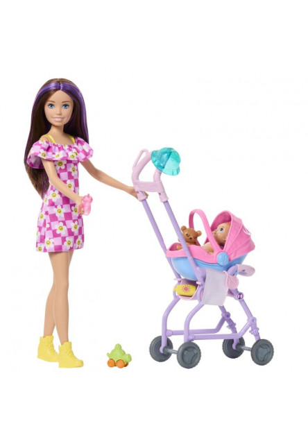 Barbie SKIPPER BABYSITTER pestúnka s kočíkom