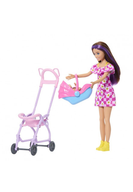 Barbie SKIPPER BABYSITTER pestúnka s kočíkom