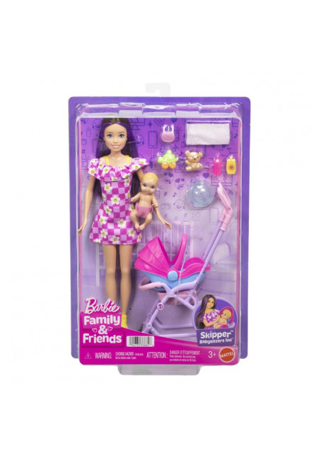 Barbie SKIPPER BABYSITTER pestúnka s kočíkom