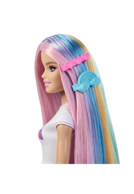 Barbie bábika dúhové vlasy s trblietavým stylingom