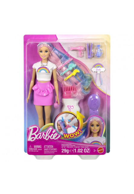 Barbie bábika dúhové vlasy s trblietavým stylingom