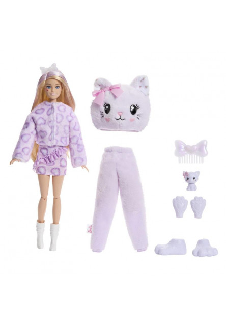 Barbie CUTIE REVEAL Barbie sladké mašle - fialové mačiatko