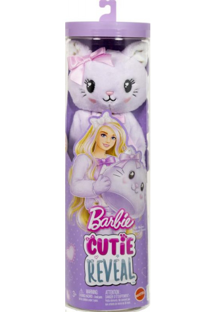 Barbie CUTIE REVEAL Barbie sladké mašle - fialové mačiatko