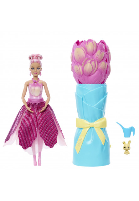 Barbie PETAL POP kvetinové prekvapenie - ružový tulipán