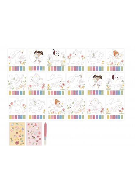 Omaľovánky s vodovkami a samolepkami Rosa Fairy Garden