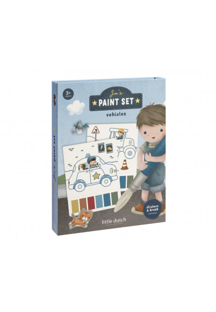 Omaľovánky s vodovkami a samolepkami Jim Doprava