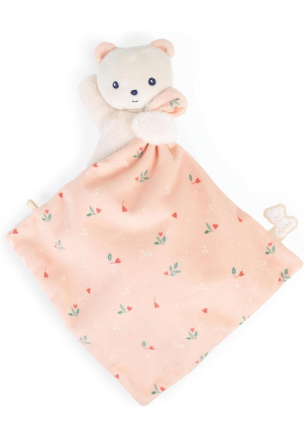 Carre Douceur Plyšová hračka s látkovým mojkáčikom Macko broskyňová