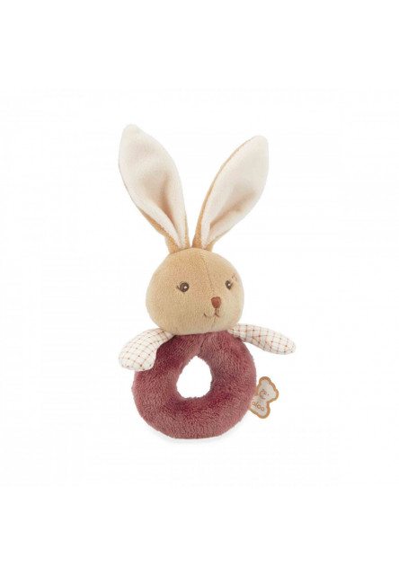 Intemporel Jemná látková hrkálka pre bábätká Zajačik červený