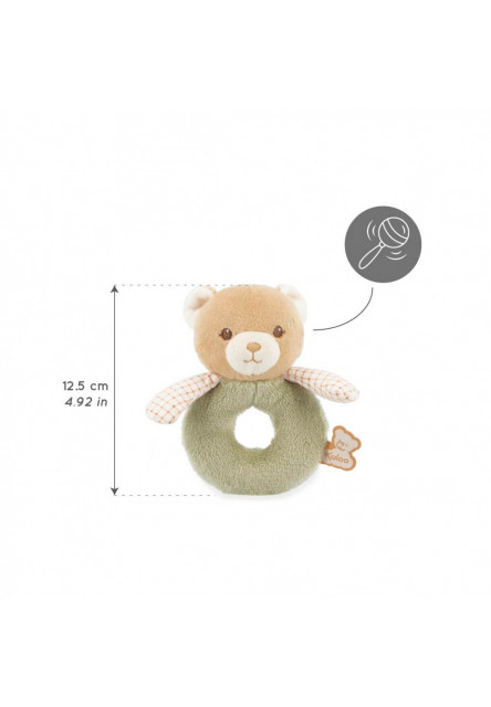 Intemporel Jemná látková hrkálka pre bábätká Medvedík zelený