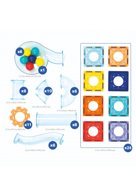 Magnetická stavebnica guličková dráha 80 ks