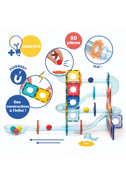 Magnetická stavebnica guličková dráha 80 ks