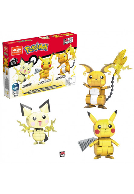 MEGA CONSTRUX POSTAV A VYSTAV SI PIKACHU A JEHO VÝVOJOVÉ TRIO