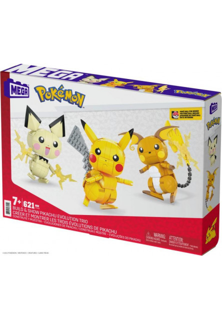 MEGA CONSTRUX POSTAV A VYSTAV SI PIKACHU A JEHO VÝVOJOVÉ TRIO
