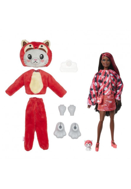 Barbie CUTIE REVEAL Barbie v kostýme - mačiatko v červenom kostýme Pandy