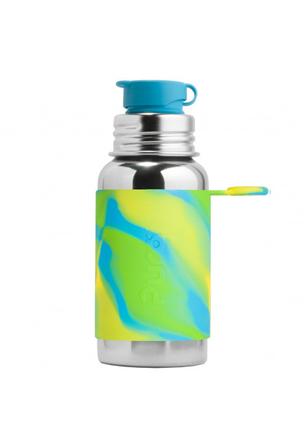 Nerezová fľaša so športovým uzáverom 550ml (Oranžovo-biela)