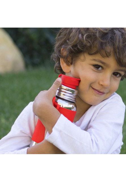 Nerezová fľaša so športovým uzáverom 550ml (Oranžovo-biela)