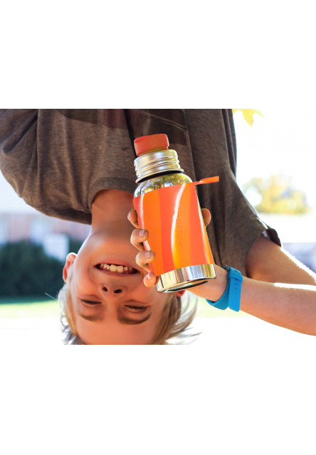 Nerezová fľaša so športovým uzáverom 550ml (Oranžovo-biela)