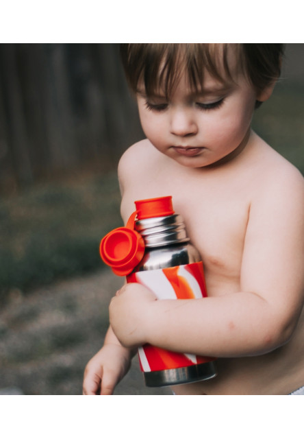 Nerezová fľaša so športovým uzáverom 550ml (Oranžovo-biela)