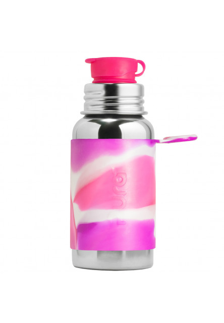 Nerezová fľaša so športovým uzáverom 550ml (Ružovo-biela) Pura