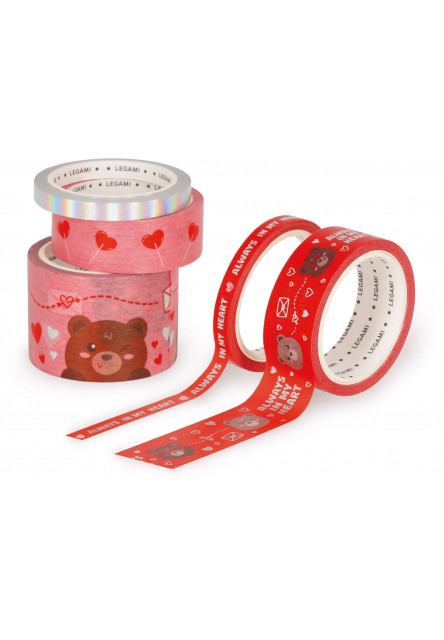 Set 5 lepiacich papierových pások Legami - Tape By Tape - Teddy Bear