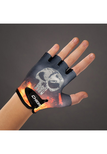 Chiba Detské cyklistické rukavice Cool Kids SKULL M