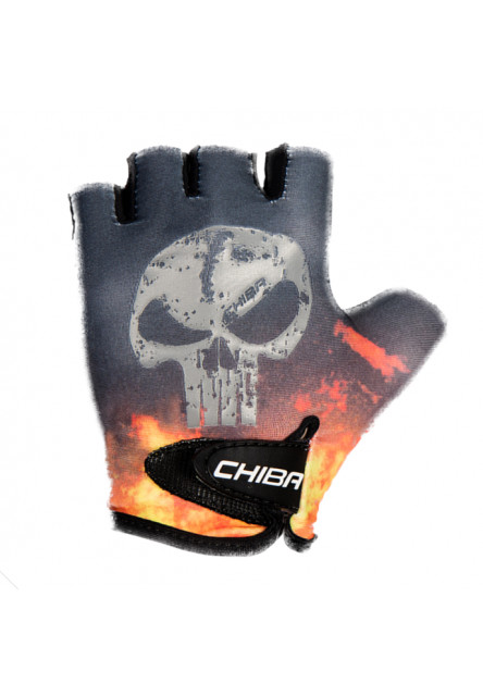 Chiba Detské cyklistické rukavice Cool Kids SKULL S