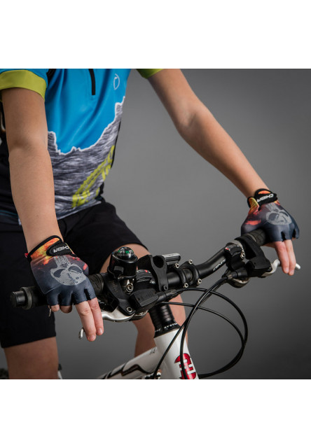 Chiba Detské cyklistické rukavice Cool Kids SKULL S