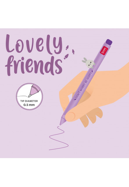 Gélové pero Legami Lovely Friends - Gel Pen With Animal Decoration - Bunny - 0,5 mm - Purple Ink