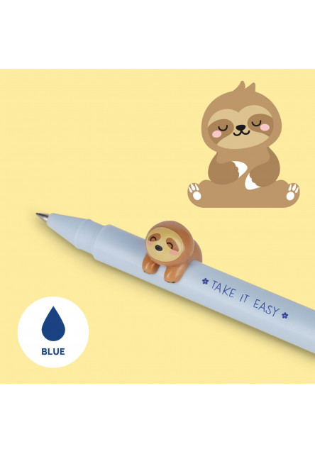 Gélové pero Legami Lovely Friends - Gel Pen With Animal Decoration - Sloth - 0,5 mm - Blue Ink