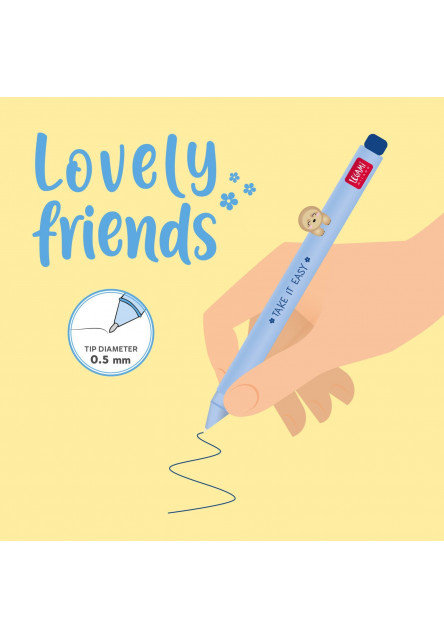 Gélové pero Legami Lovely Friends - Gel Pen With Animal Decoration - Sloth - 0,5 mm - Blue Ink